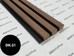 Üç Çıtalı Ahşap Duvar Lambiri Gold Ceviz Siyah - DEKORCUM