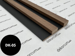 2.7cm Çift Çıtalı Ahşap Duvar Lambiri Gold Ceviz Siyah - DEKORCUM