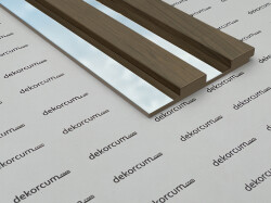 4cm Çıtalı 16x280 Aynalı Ahşap Duvar Lambiri - Gold Ceviz - DEKORCUM