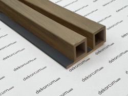 4x4 cm Çift Profilli Ahşap Lambiri Duvar Paneli GOLD CEVİZ SİYAH - DEKORCUM