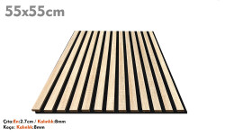55x55cm Akustik 2.7cm | 8mm İnce Ahşap Çıtalı Duvar Paneli-Natural Çam - 