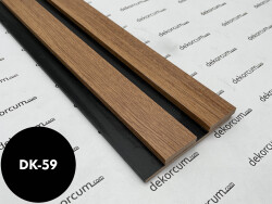 Eko 4cm/8mm Çift Çıtalı Ahşap Duvar Lambiri Teak Siyah - DEKORCUM