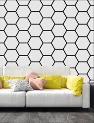 Petek Desenli Akustik Duvar Paneli-Beyaz - 2