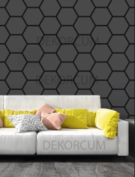 Petek Desenli Akustik Duvar Paneli-Antrasit - 3