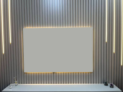 Tv Arkası Ledli Pano-Düz Saten 160x103 Cm - 1