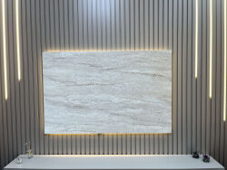 Tv Arkası Ledli Pano-Düz Traverten 160x103 Cm - DEKORCUM