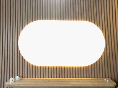 Tv Arkası Ledli Pano-Elips Beyaz 160x100 Cm - 1