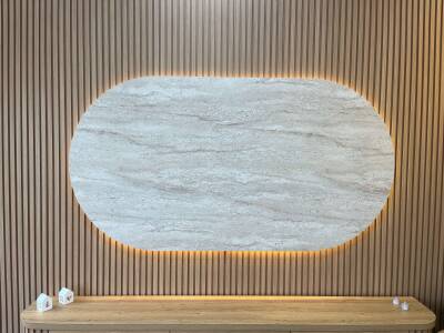 Tv Arkası Ledli Pano-Elips Traverten 160x100 Cm - 1