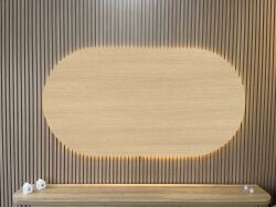 Tv Arkası Ledli Pano-Elips Yeni Meşe 160x100 Cm - DEKORCUM