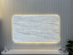 Tv Arkası Ledli Pano-Oval Traverten 160x100 Cm - DEKORCUM