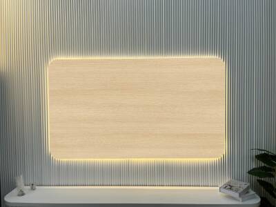 Tv Arkası Ledli Pano-Oval Yeni Meşe 160x100 Cm - 1