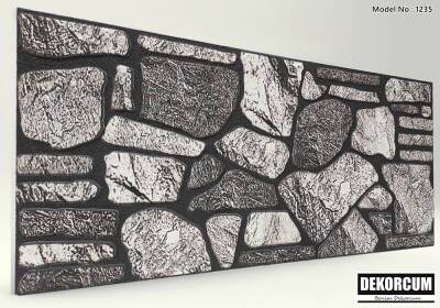 Koyu Kayrak Taş Desenli Strafor Duvar Paneli - 1